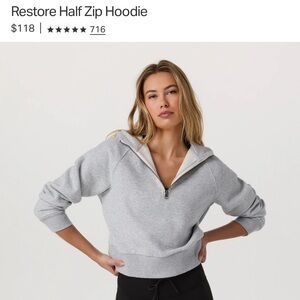 Vuori Gray Restore Half Zip Hoodie